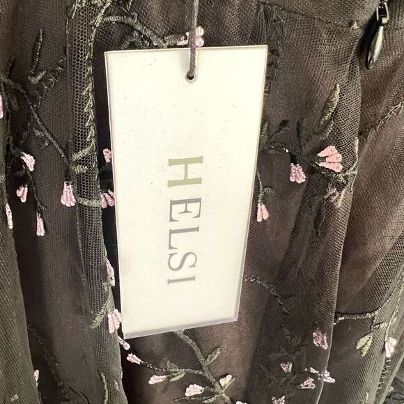 HELSI Ella Embroidered Long Sleeve Deep V-Neck Midi Dress, Black, XL, 12/14, NWT - Picture 6 of 17